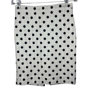 J Crew Polk a Dot Midi Pencil Skirt Zipper Closure Business Casual Size 0 Petite